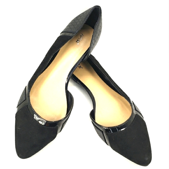 Apt. 9 Swiss Black Faux-suede/Leather, Slip On Pointy Toe Flats. Women's 7.5M - Picture 6 of 12